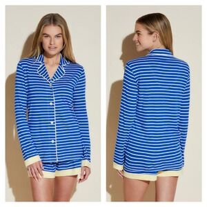 Cosabella Pajama Set Womens Medium Blue White NWT Bella Stripe Long Sleeve Boxer